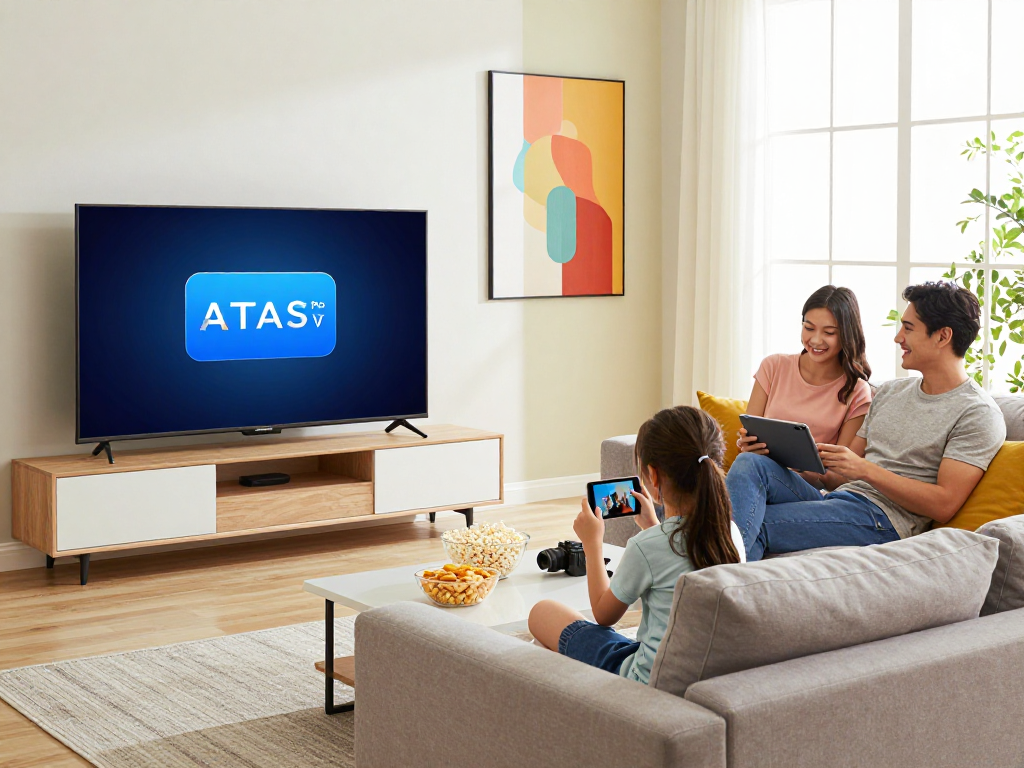 Profitez d'Atlas Pro dans un salon moderne, avec une famille connectée et divertie.