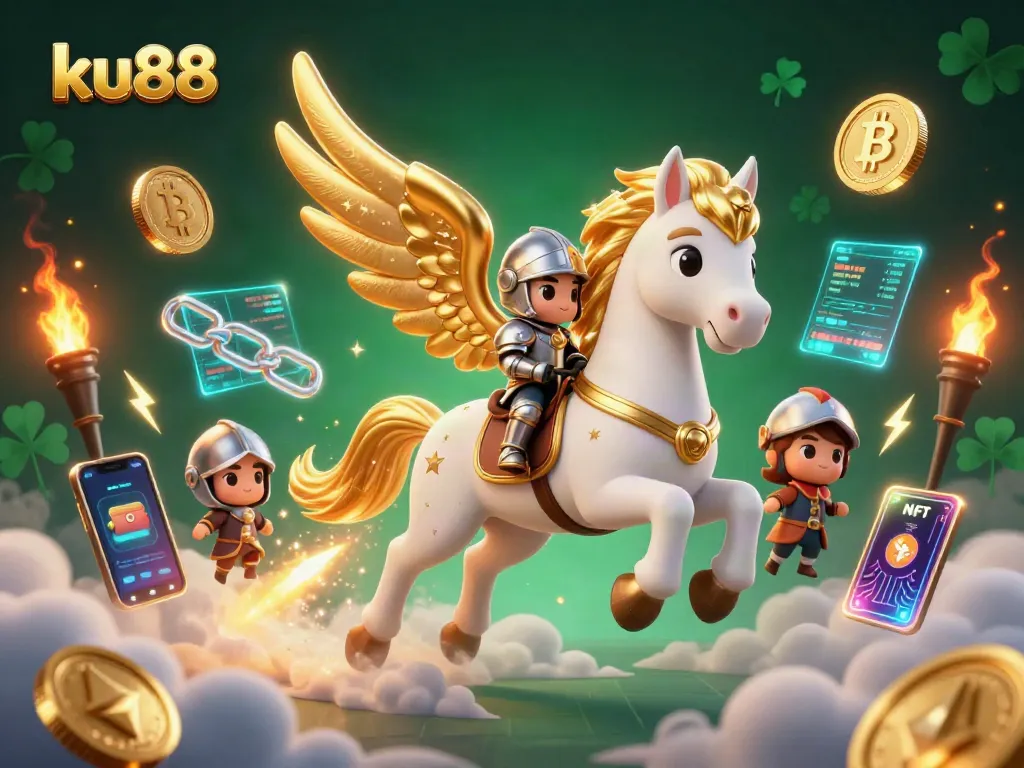 Experience exciting gaming at ku88 while riding a magical horse in a vibrant casino world.
