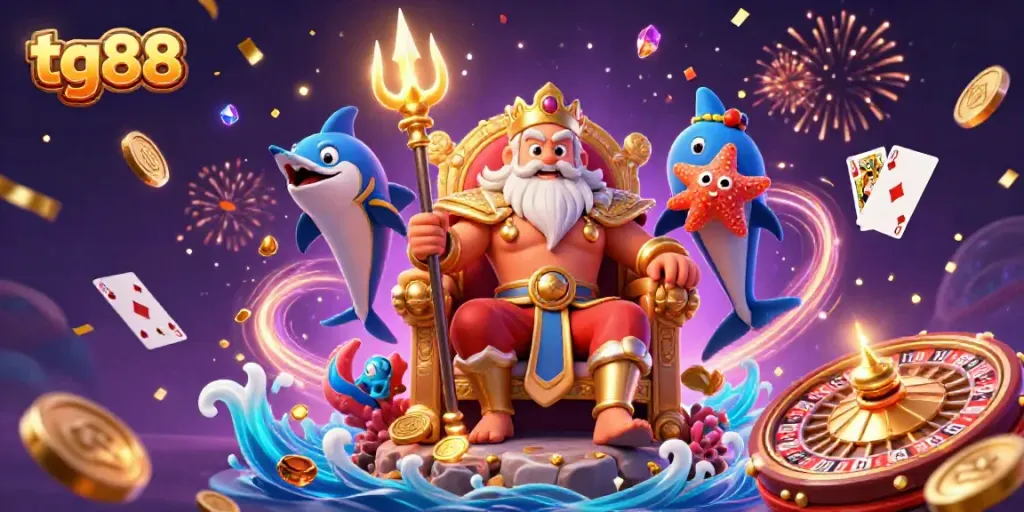 Play slots and games at TG88 while enjoying a colorful casino scene filled with excitement.
